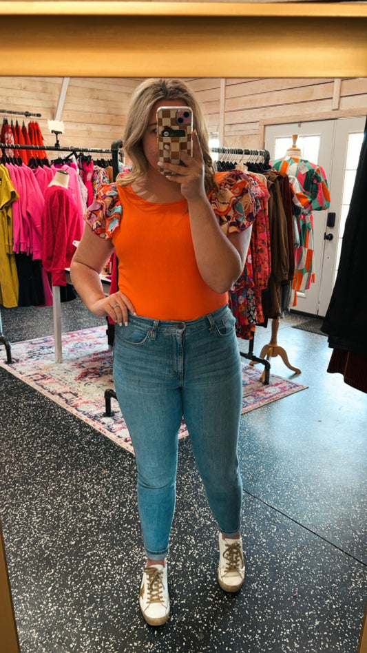 Orange Floral Bodysuit